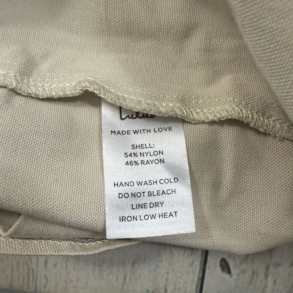 NWT Lulus Women's Medium Beige High Waist Wide Leg Pleated Trouser Pants Office